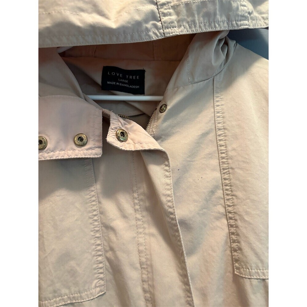 Love Tree Utility Anorak Jacket Womens Large Beige Hooded Drawstring Waist - Picture 4 of 11